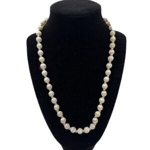 WHITE SILK THREAD Beaded Necklace